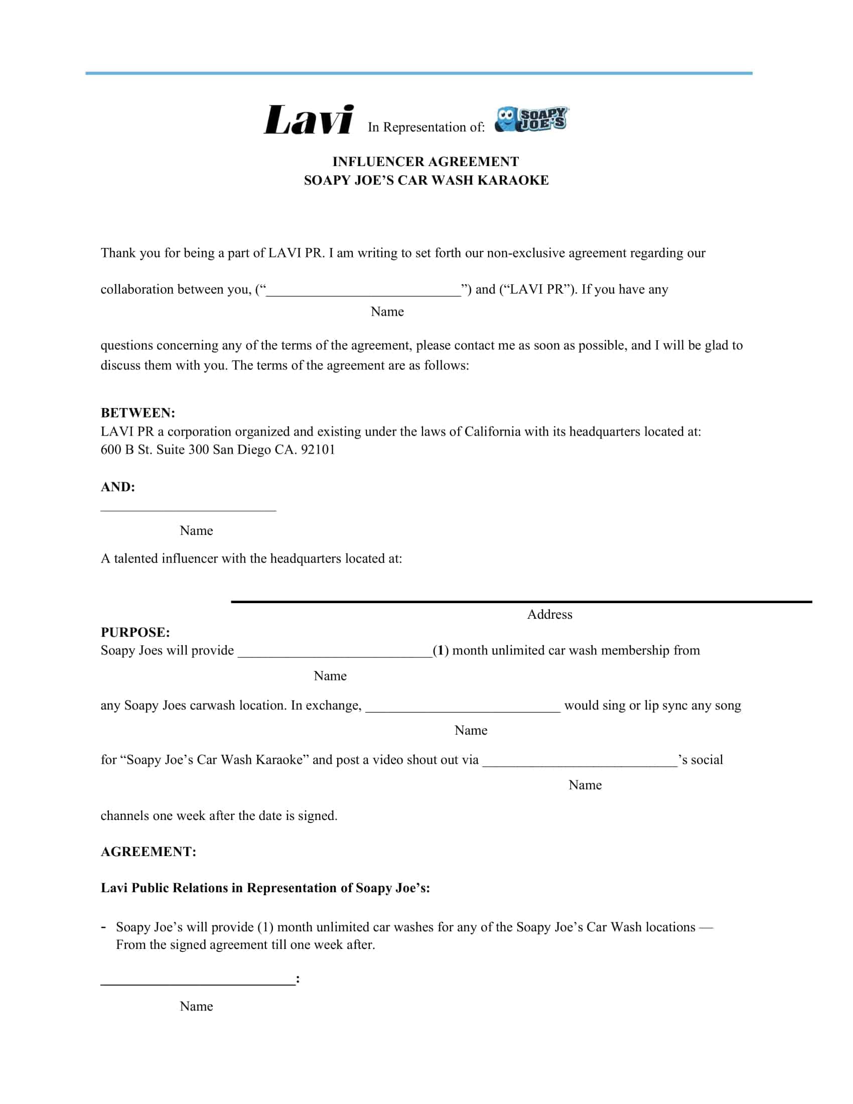 influencer contract checklist influencer contract checklist