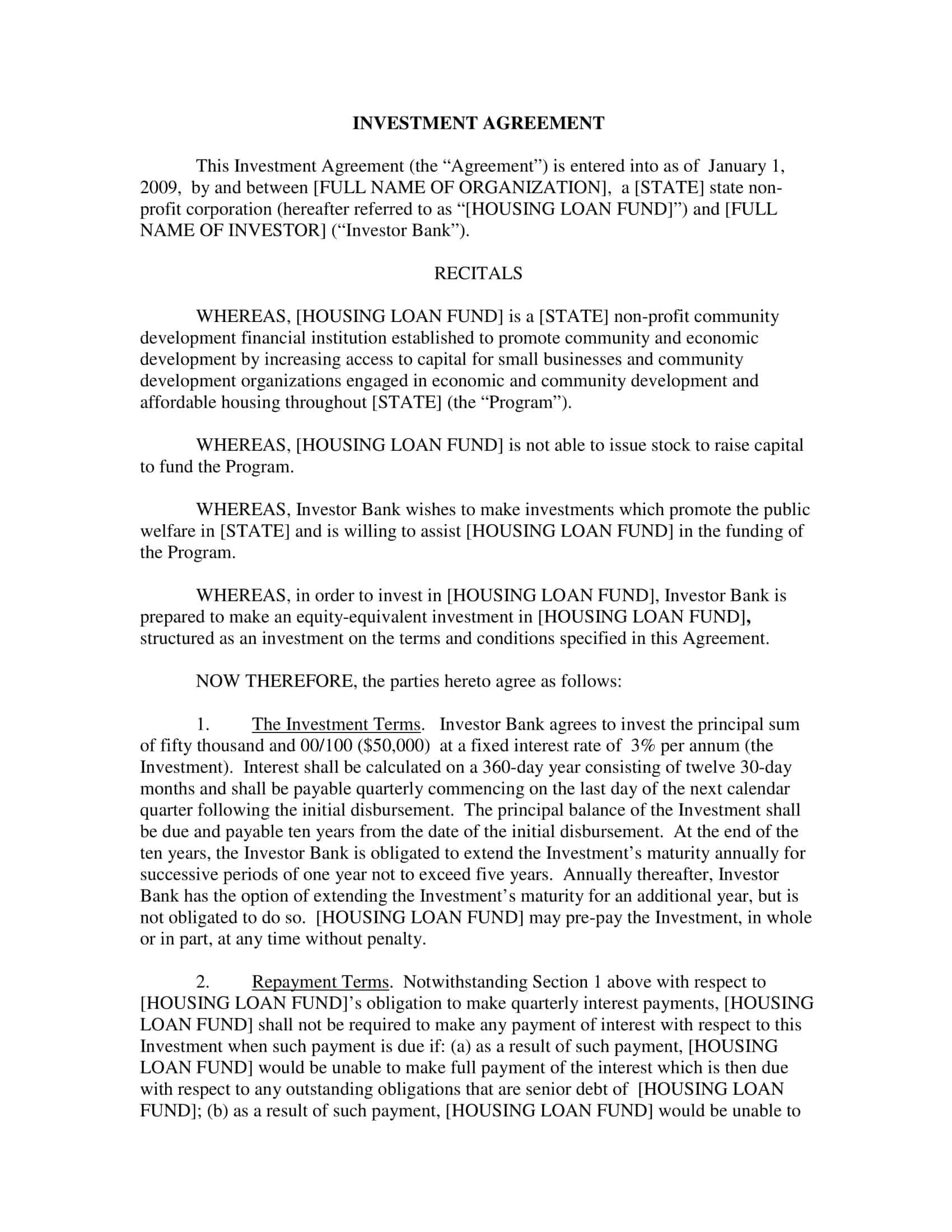 investment contract form investment contract form