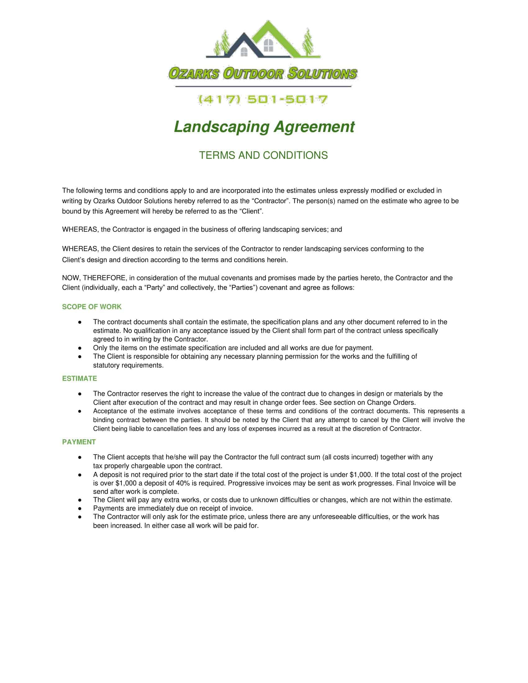 landscape maintenance contract template landscape maintenance contract template
