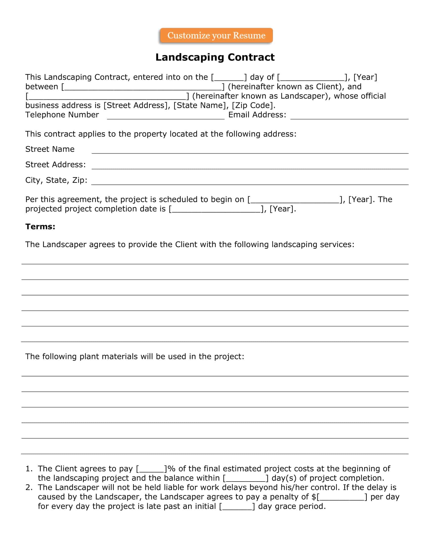 landscaping contracts examples landscaping contracts examples