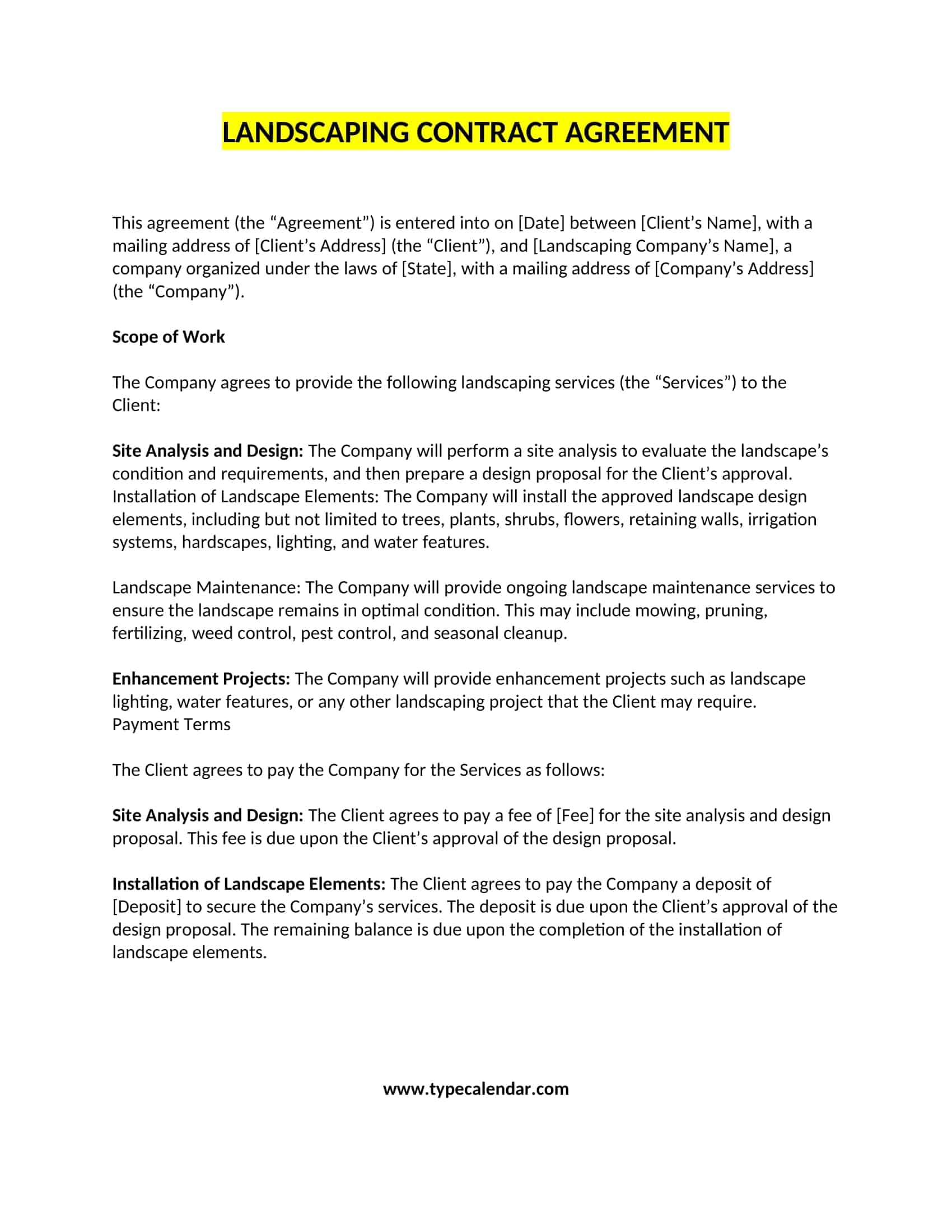 landscaping contracts landscaping contracts