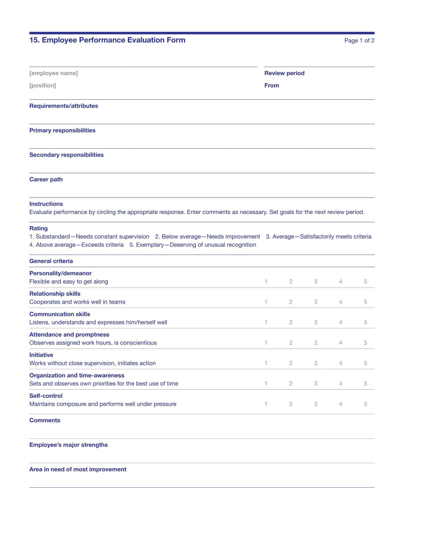 performance review for employee sample performance review for employee sample