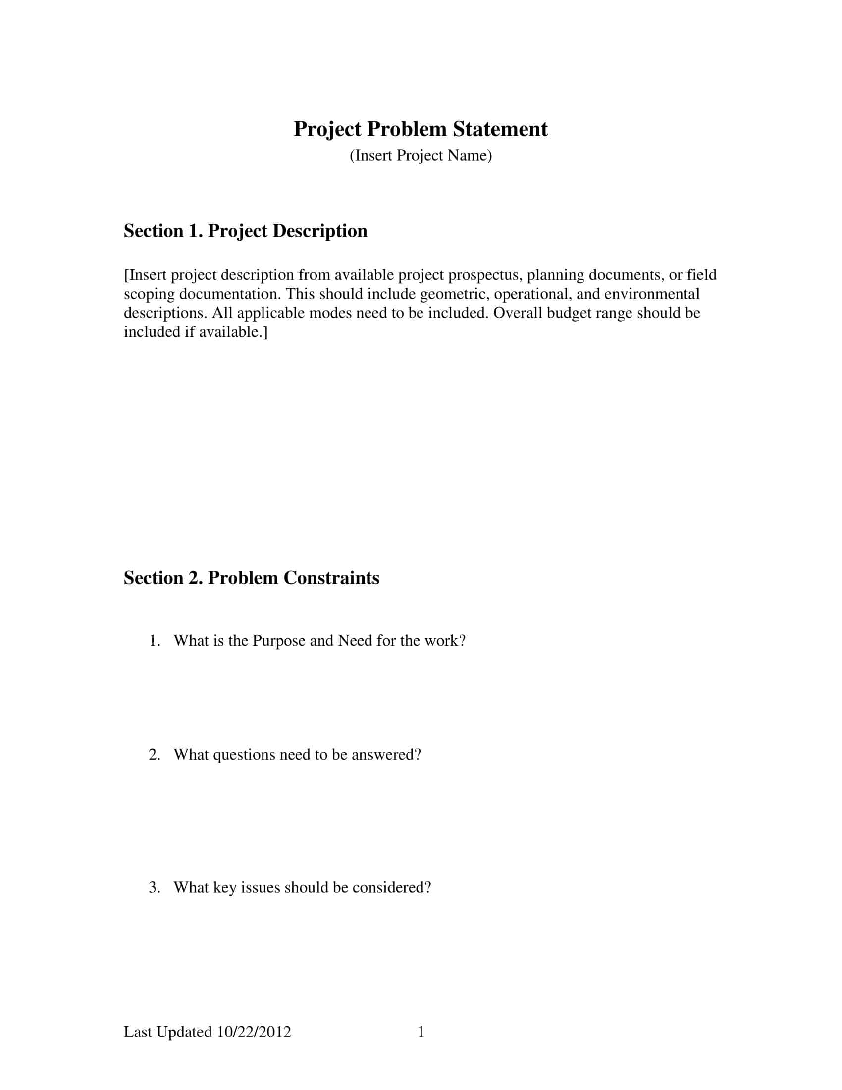problem statement for project problem statement for project