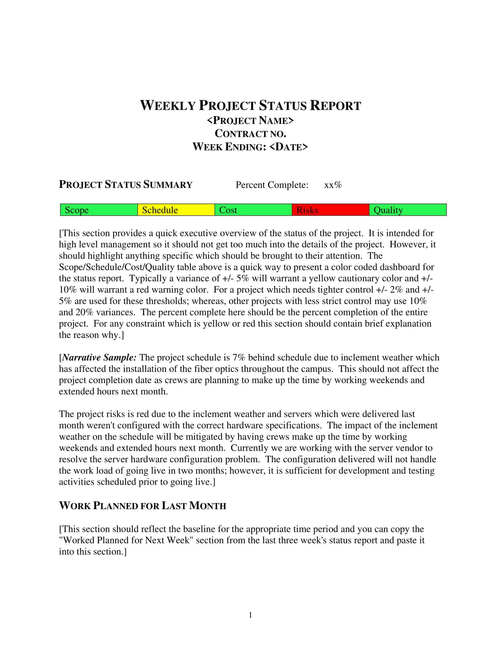 project management status report project management status report