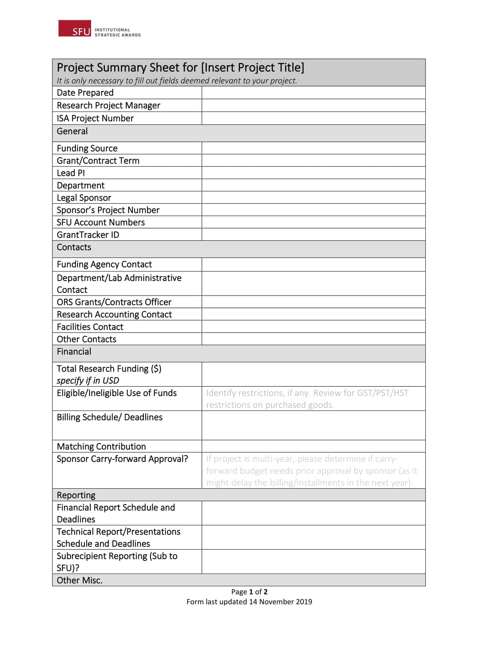 project proposal summary template project proposal summary template