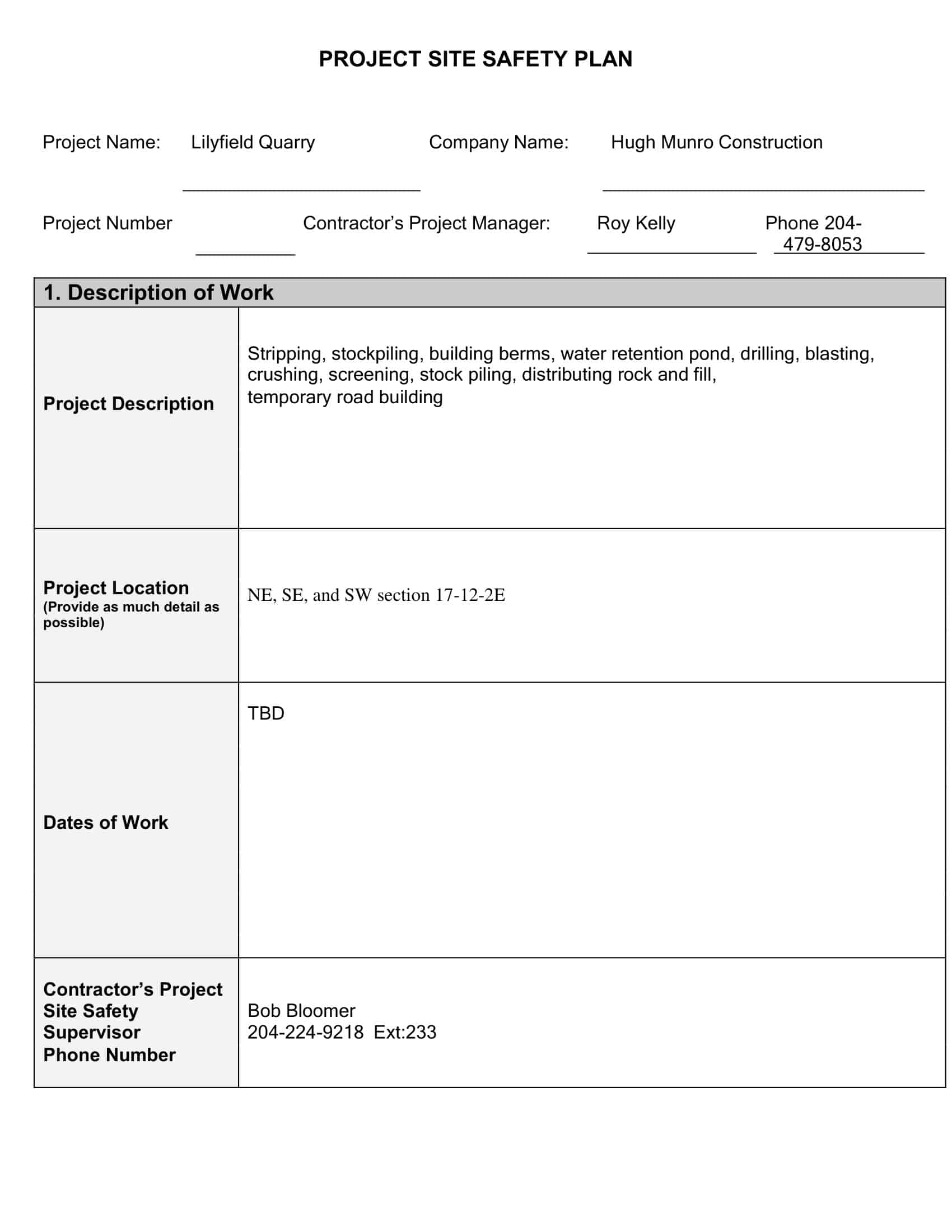 project site safety plan project site safety plan