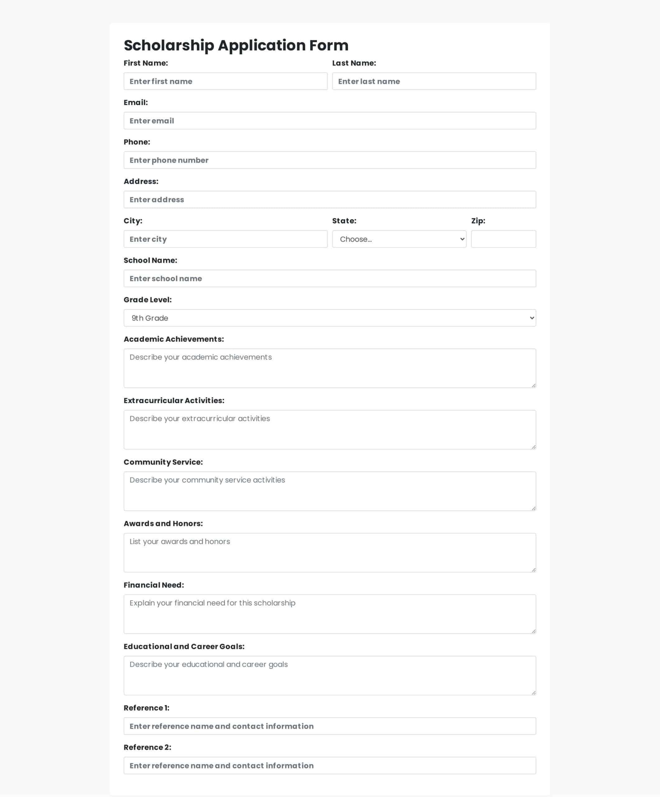 scholarship application scholarship application