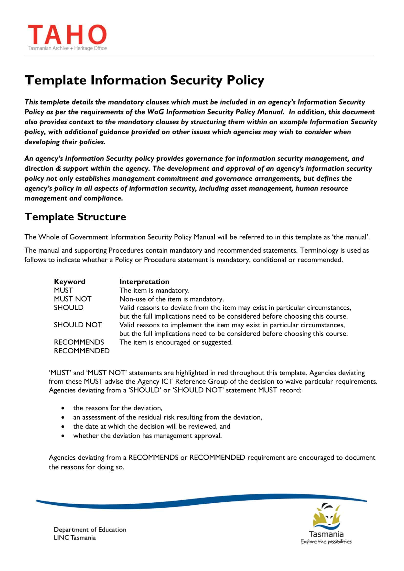 security policy template security policy template