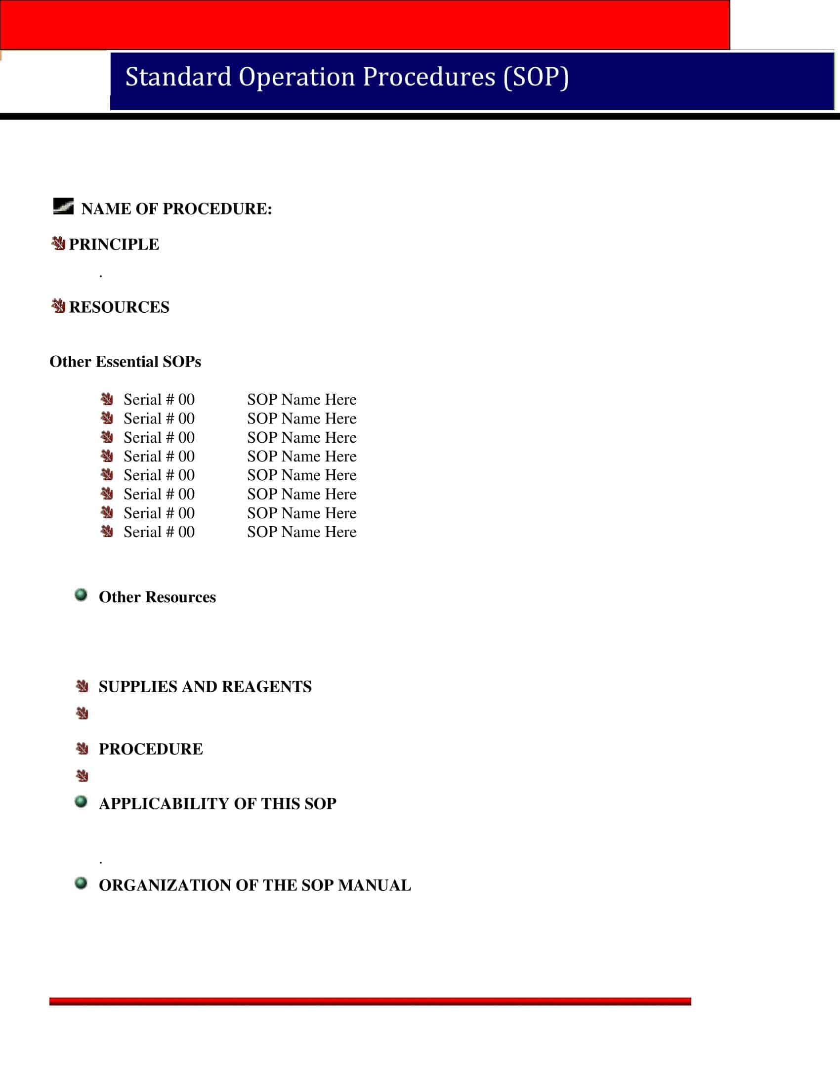 standard operating procedure checklist standard operating procedure checklist