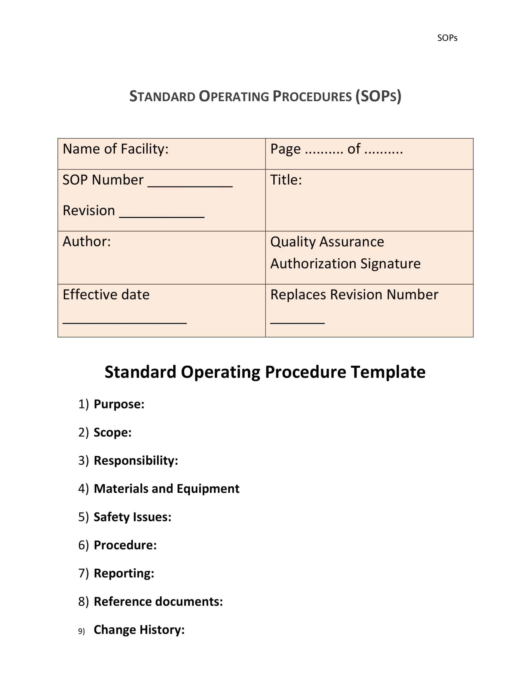 standard operating procedure sop standard operating procedure sop