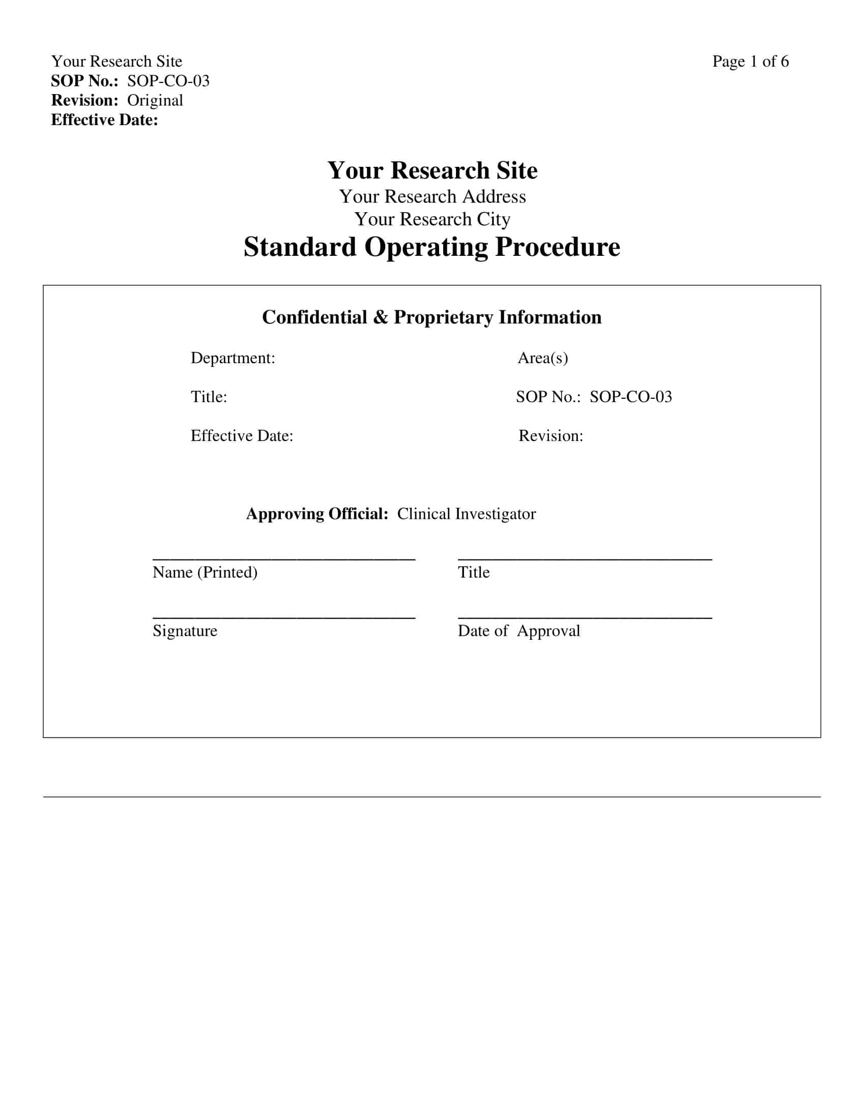 standard operating procedure template word free standard operating procedure template word free