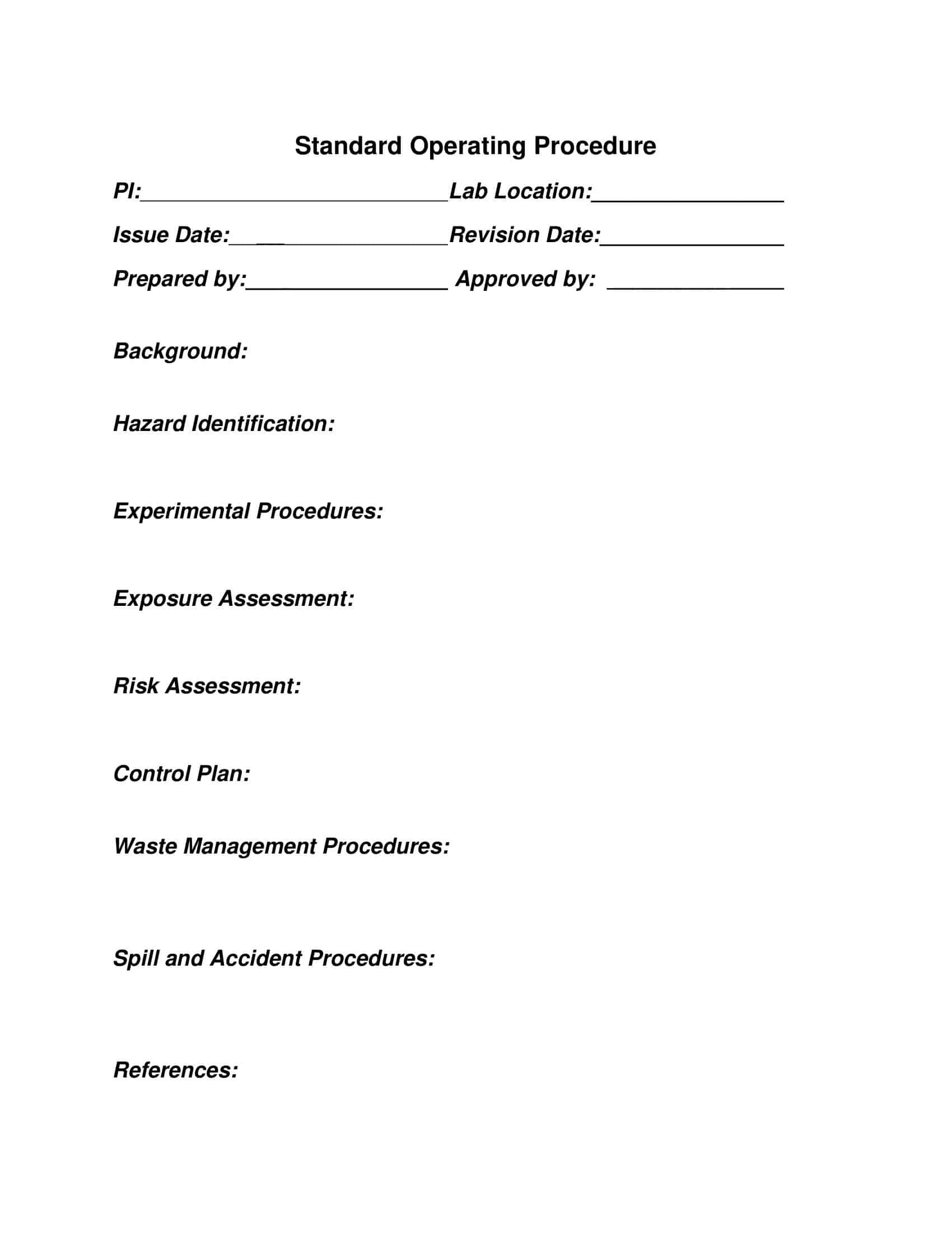 standard operating procedures templates standard operating procedures templates