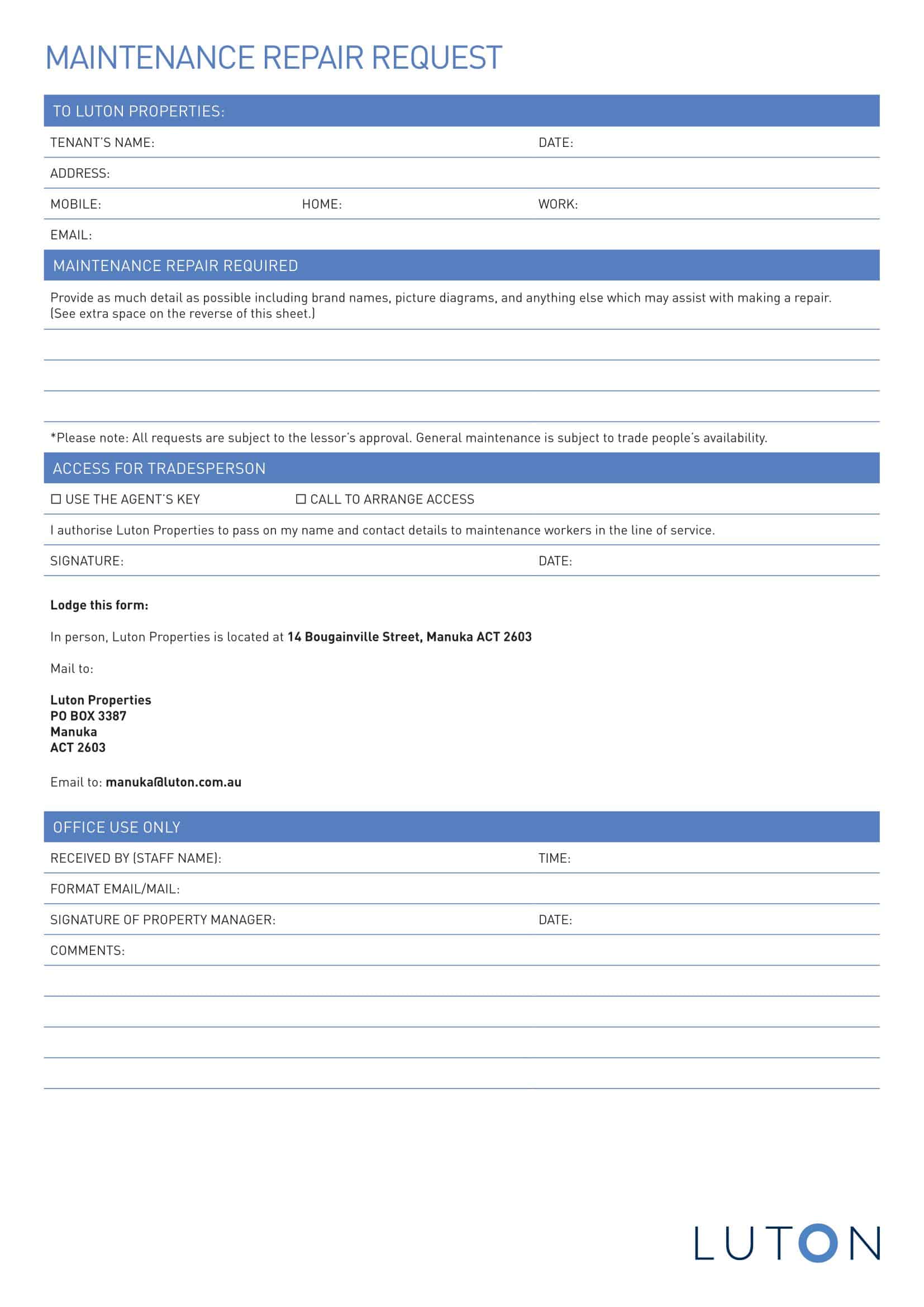 ut austin maintenance request form ut austin maintenance request form