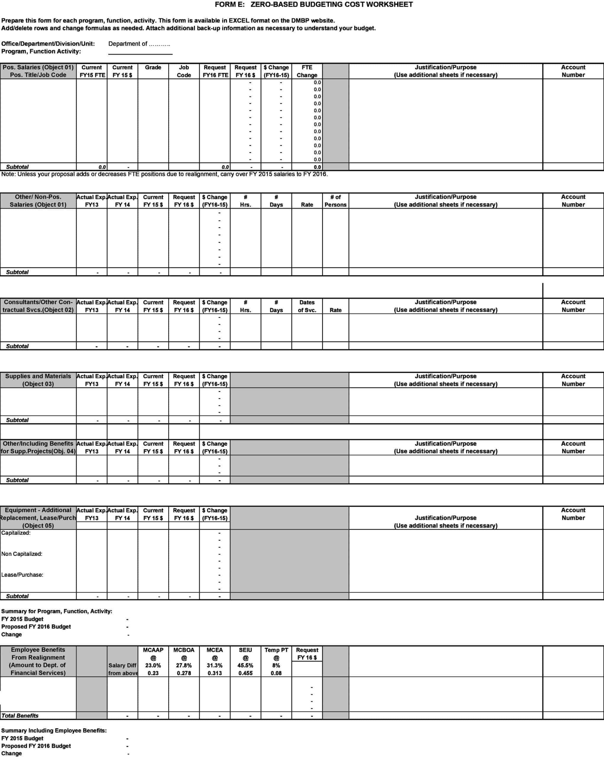 Fillable Zero-Based Budget Spreadsheet Fillable Zero-Based Budget Spreadsheet