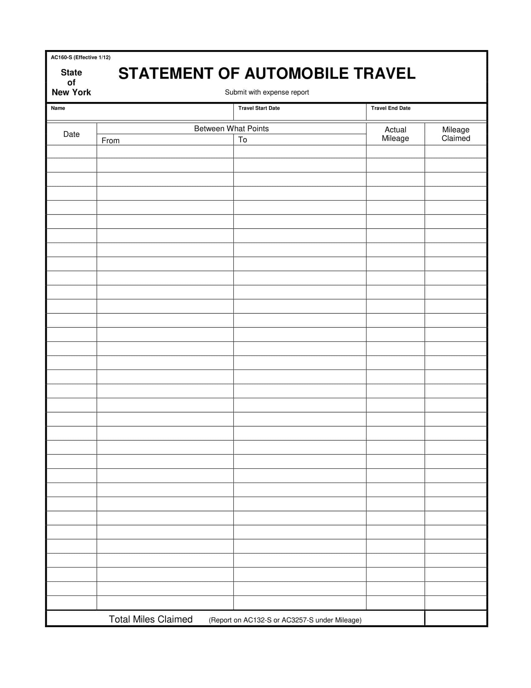 Free Mileage Log Template Free Mileage Log Template