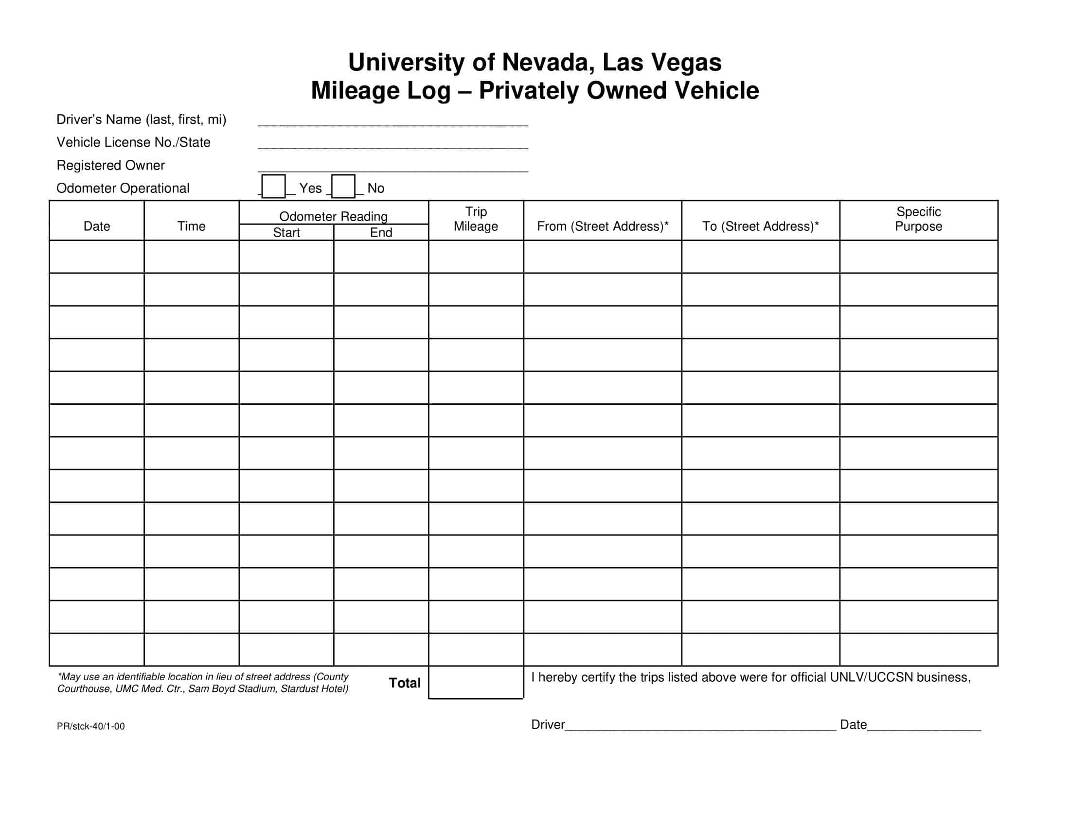 Word Mileage Log Template Word Mileage Log Template