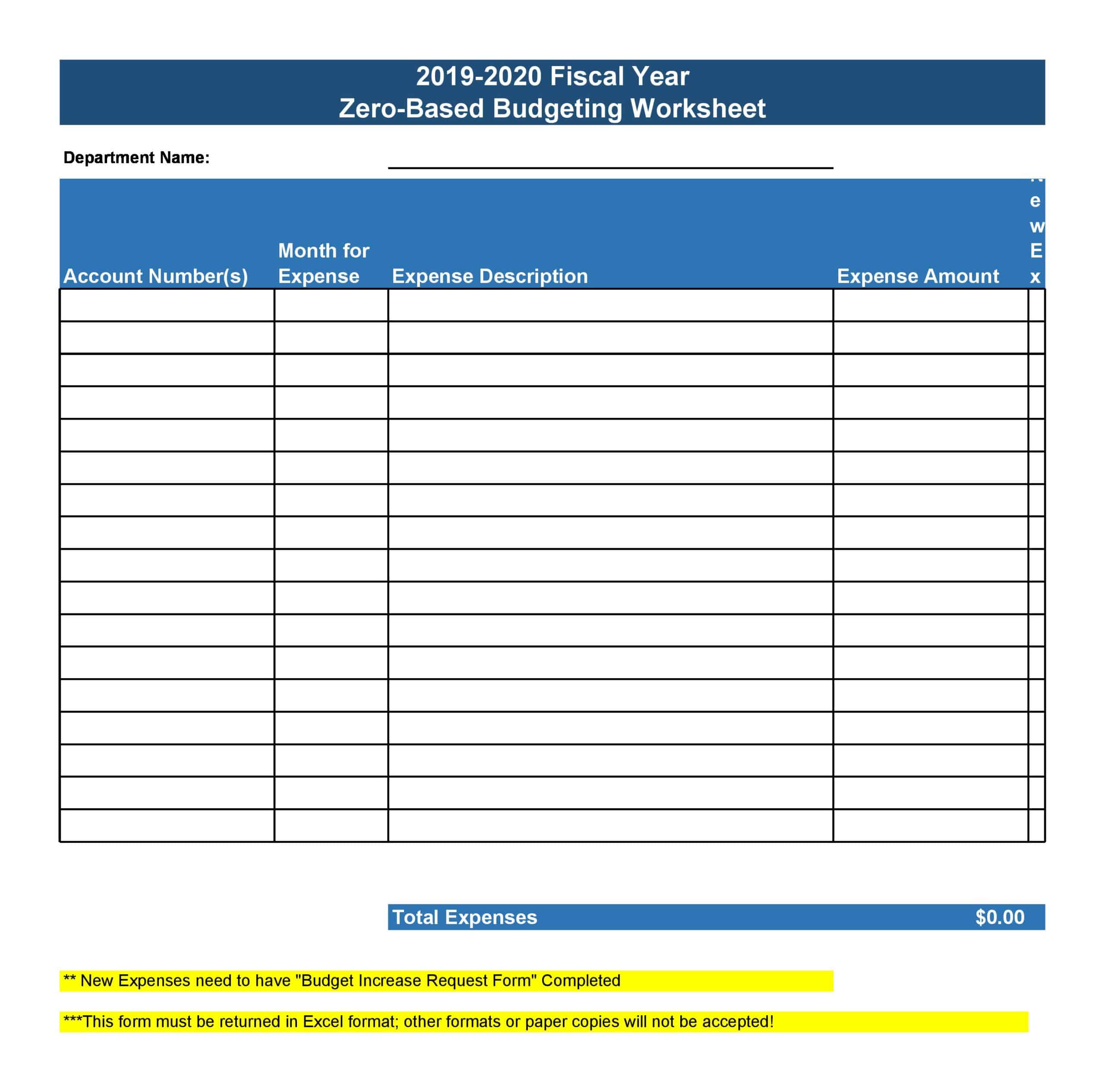 Zero-Based Budgeting Template Zero-Based Budgeting Template
