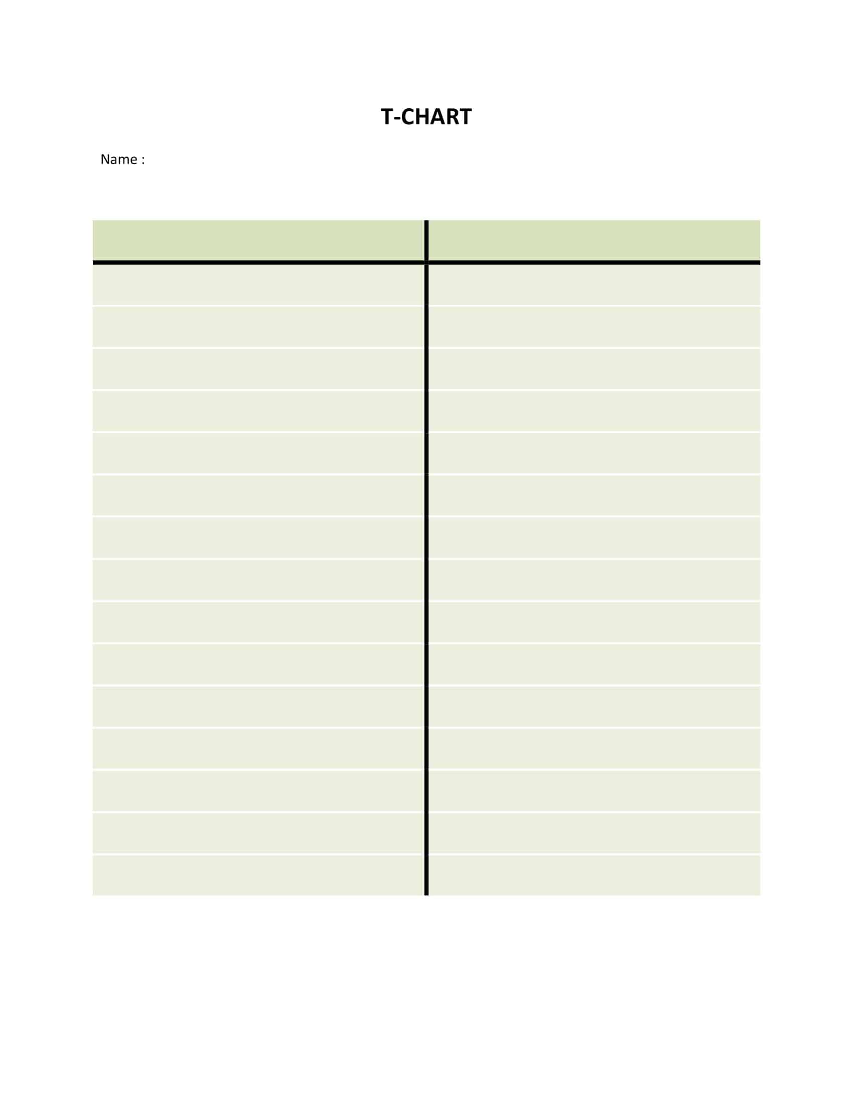 Blank T Chart Printable Blank T Chart Printable