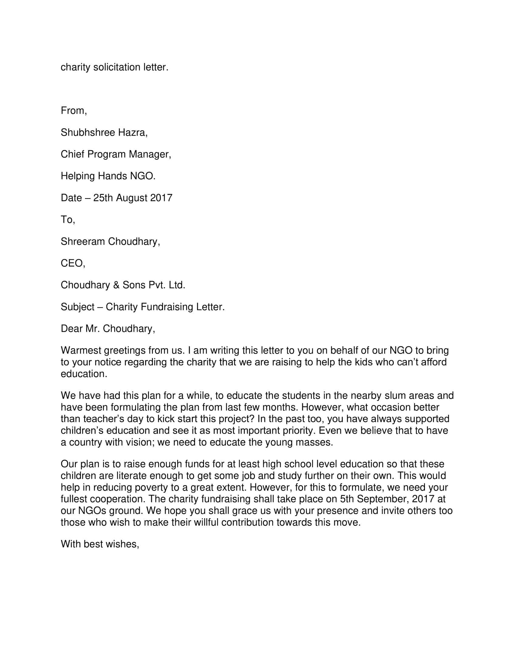 Editable Solicitation Letter Word Template Editable Solicitation Letter Word Template
