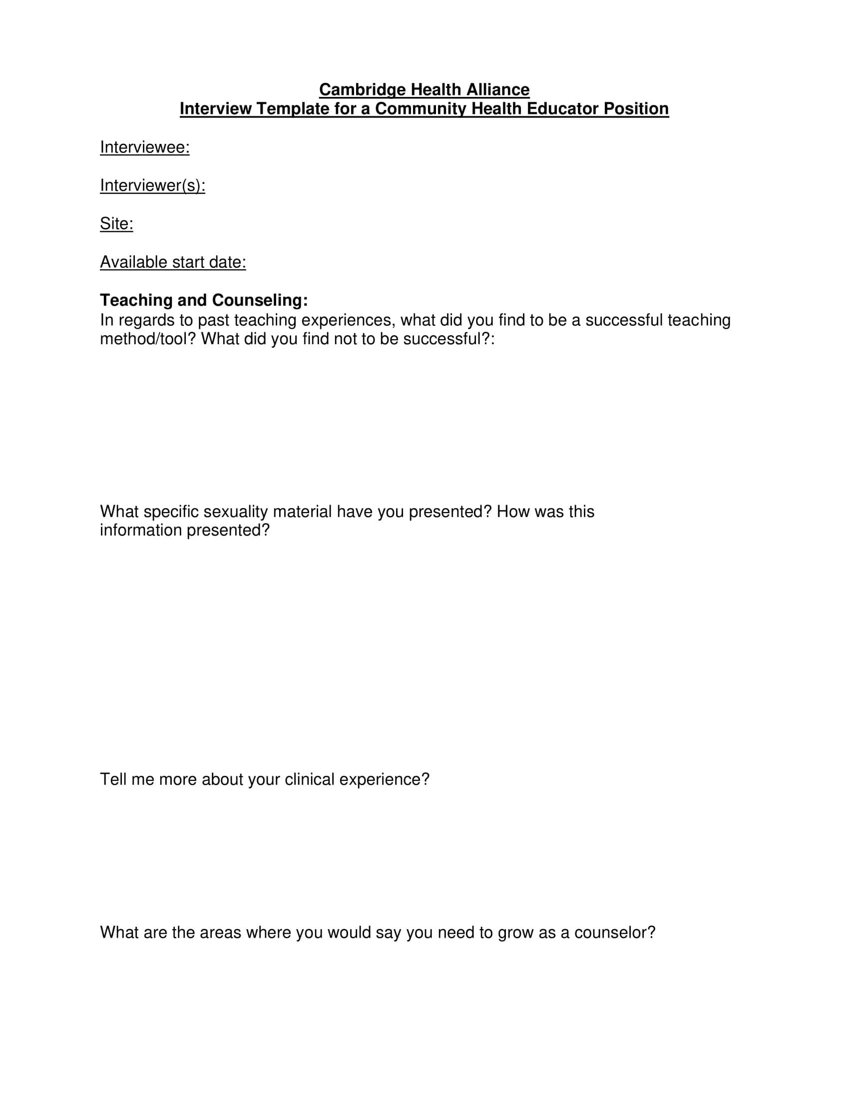 Blank Interview Template Word Blank Interview Template Word