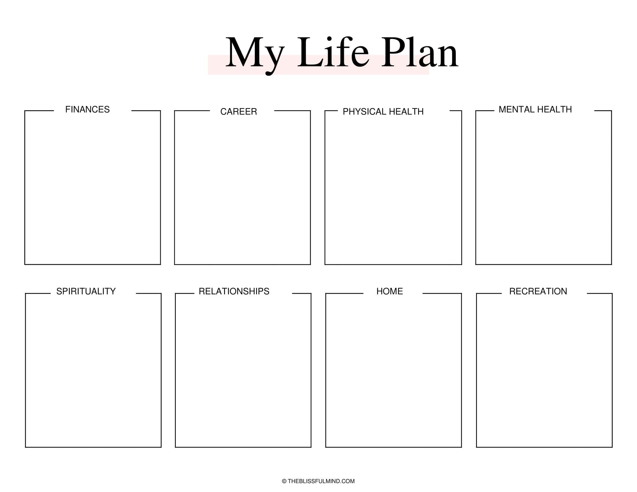 Blank Life Plan Template PDF Blank Life Plan Template PDF