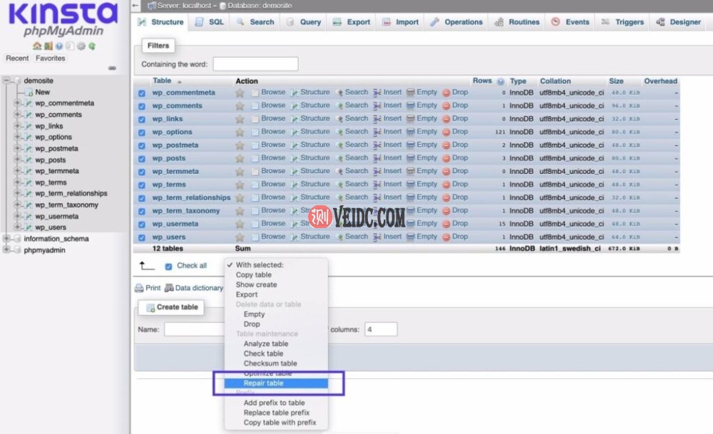 在phpMyAdmin中修复数据库 在phpMyAdmin中修复数据库