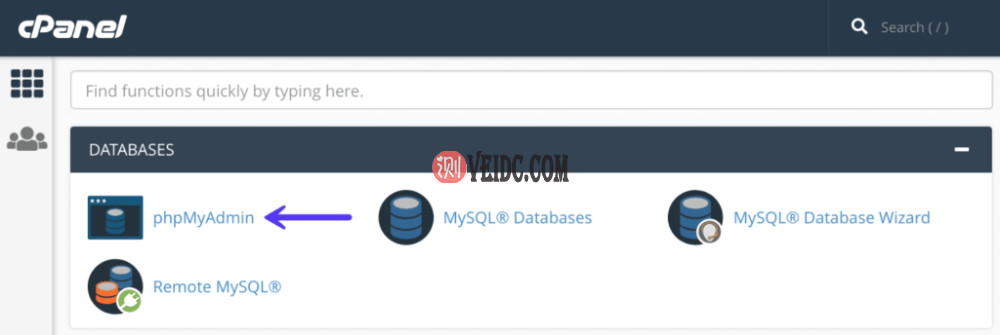 cPanel控制面板下的phpMyAdmin cPanel控制面板下的phpMyAdmin