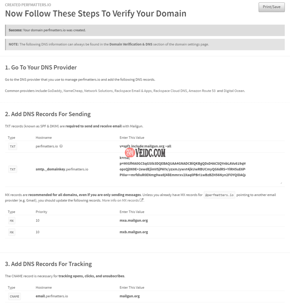 验证域DNS记录 验证域DNS记录