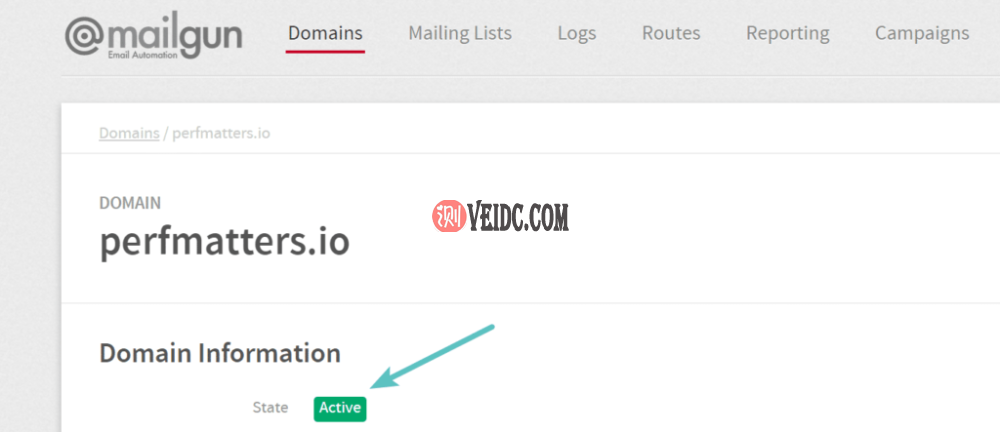Mailgun中的活动域 Mailgun中的活动域