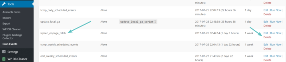 删除wpseo_onpage_fetch cron作业 删除wpseo_onpage_fetch cron作业