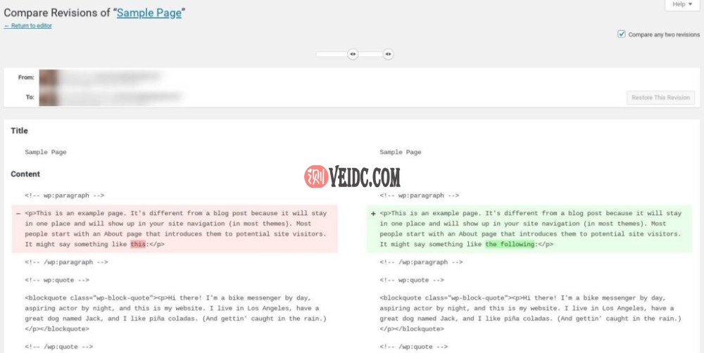 WordPress修订页面 WordPress修订页面