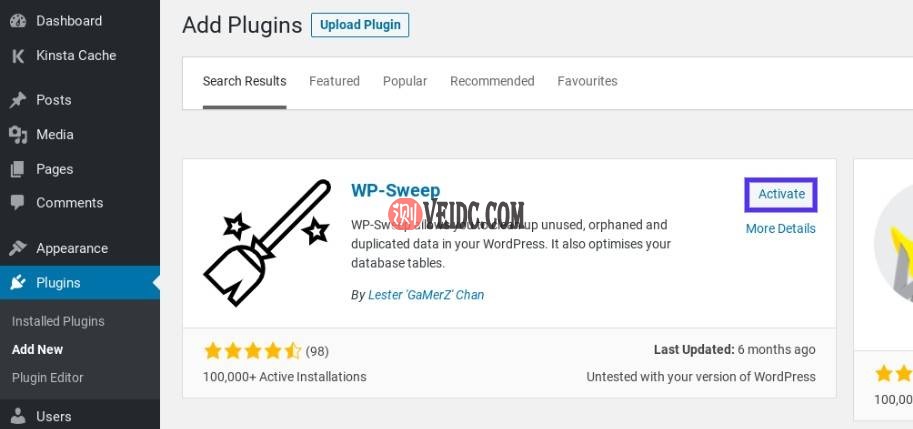 启用WP-Sweep插件 启用WP-Sweep插件