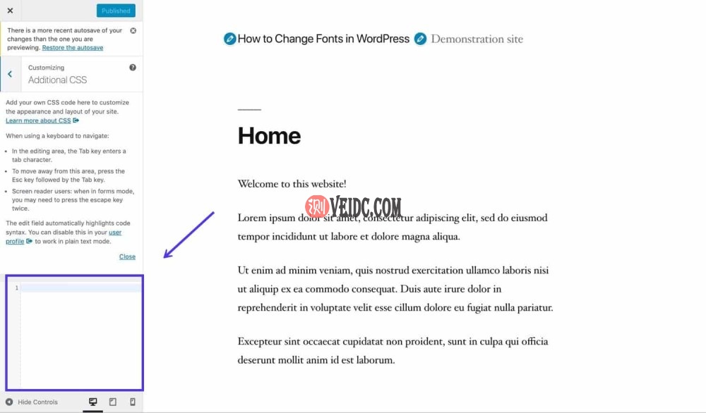 定制器中的额外CSS 定制器中的额外CSS
