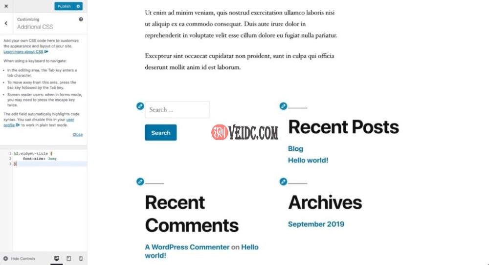 使用额外CSS设置字体大小 使用额外CSS设置字体大小