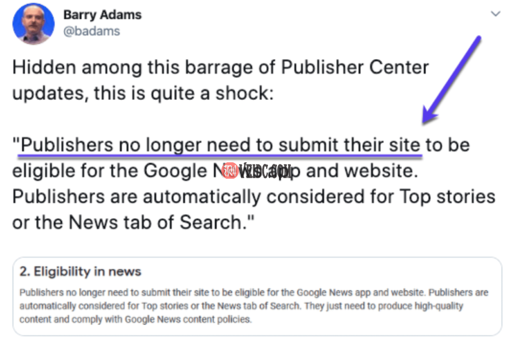 巴里亚当斯发现出版商不需要提交他们的网站 巴里亚当斯发现出版商不需要提交他们的网站