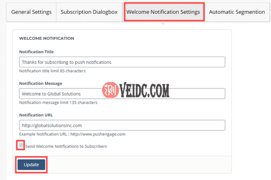 PushEngage欢迎通知设置 PushEngage欢迎通知设置
