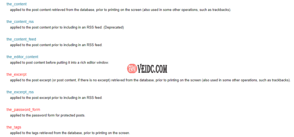 WordPress提供了多种过滤器来挂钩 WordPress提供了多种过滤器来挂钩