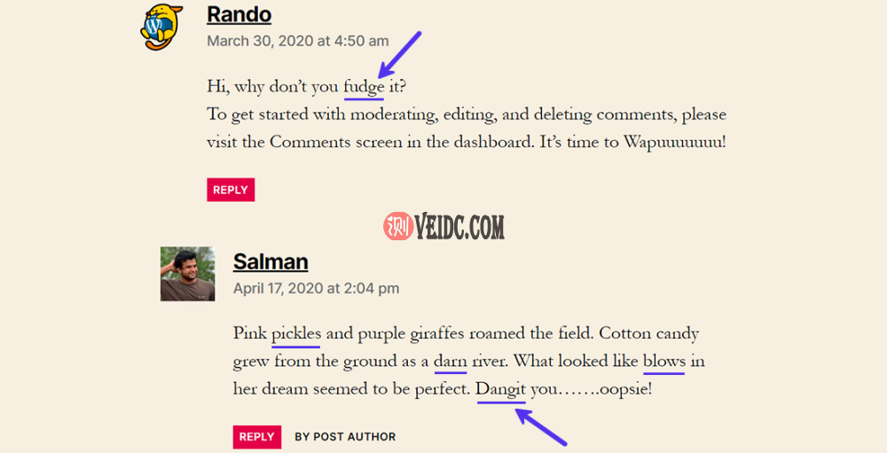 带有敏感词标记的未经过滤的评论 带有敏感词标记的未经过滤的评论