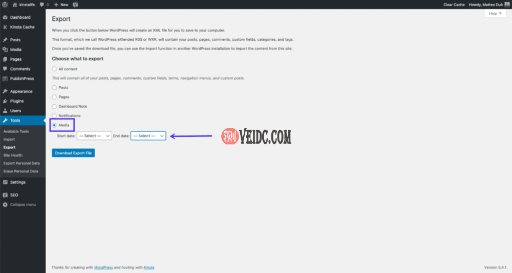 导出WordPress媒体 导出WordPress媒体