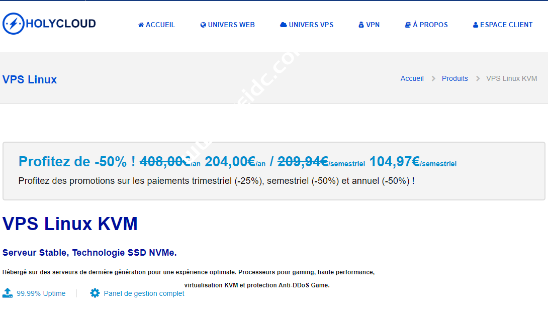 HOLYCLOUD:法国vps,1核/4G/50G SSD/1Gbps不限流量,#可刷PT#,月付€3.5起-SSHCE测评