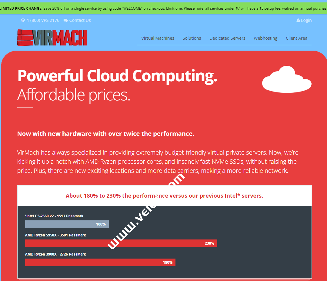 Virmach:AMD Ryzen VPS,可选日本/荷兰/美国等11个机房,1核/384MB/10GB NVME/500M@500G,$10.5/年起-SSHCE测评