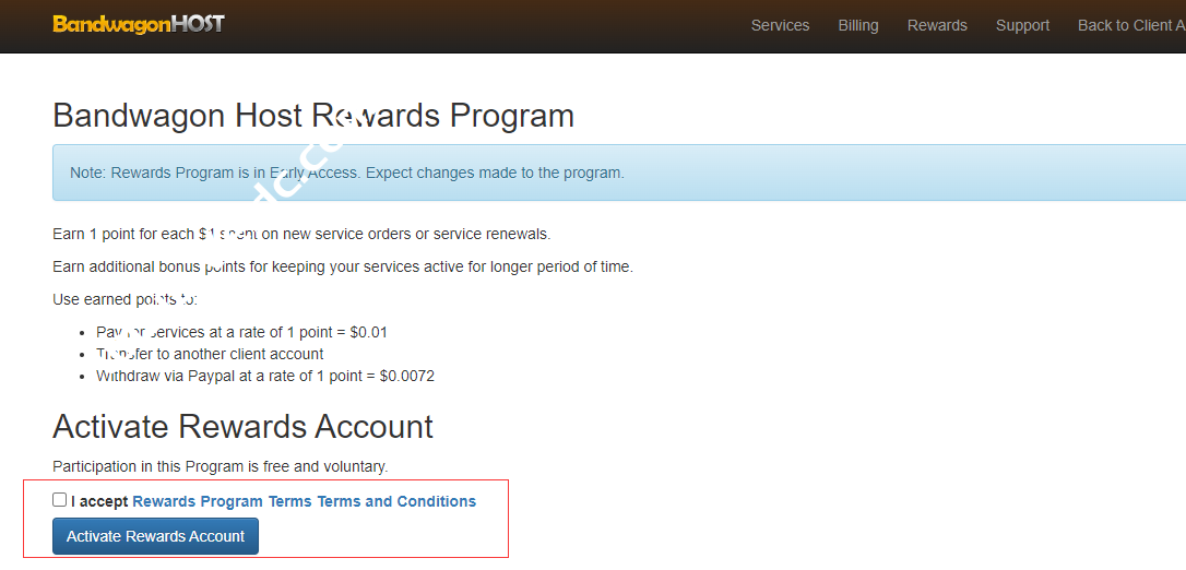 搬瓦工:新增Rewards Program 奖励计划功能:消费返积分,可抵现或提现-SSHCE测评