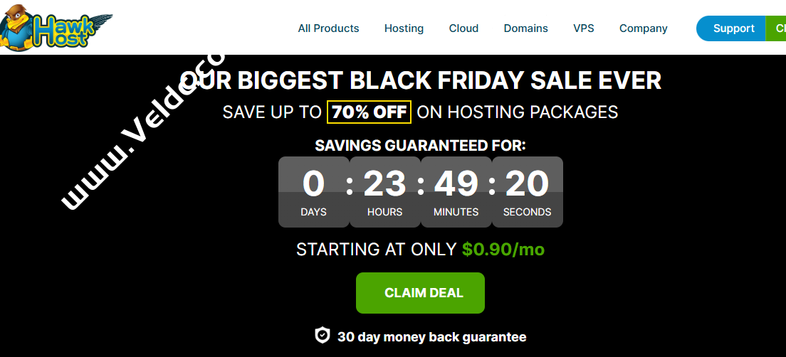 HawkHost:老鹰主机黑五三折优惠,cPanel面板共享主机,可选独立IP,2年付$21.53起,折后月付$0.9起-SSHCE测评