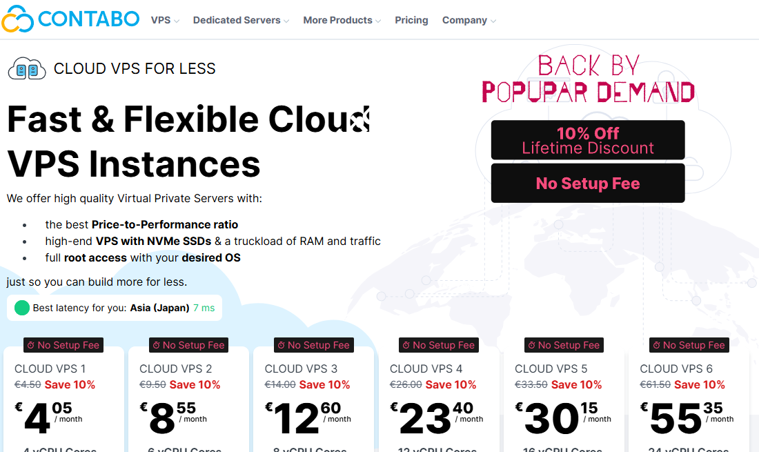 Contabo:高配VPS九折优惠,4核AMD EPYC/6GB/400GB SSD/200Mbps@不限流量,月付$4.95起,可选德国/美国/日本/新加坡/澳大利亚/印度-SSHCE测评