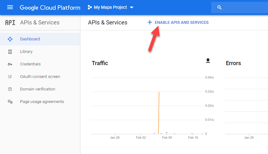 Google Geocoding ENABLE APIS AND SERVICES
