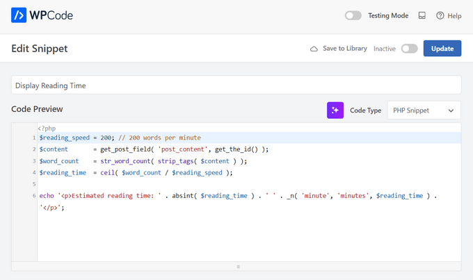 WPCode automatically adds the code WPCode automatically adds the code