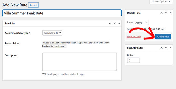 Click Create Rate button Click Create Rate button