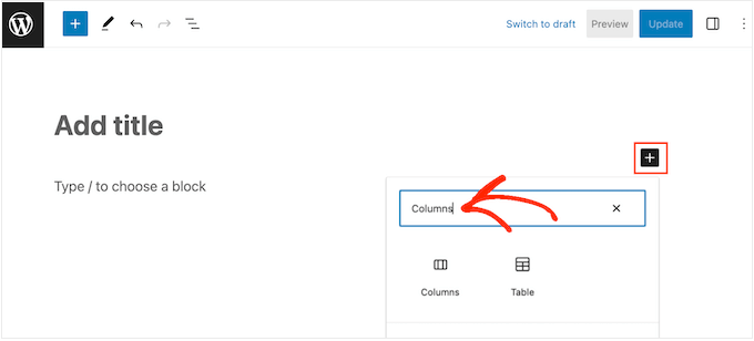 Adăugarea de coloane la o pagină sau postare Adăugarea de coloane la o pagină sau postare