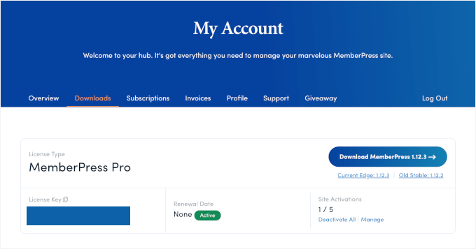 MemberPress Downloads tab MemberPress Downloads tab