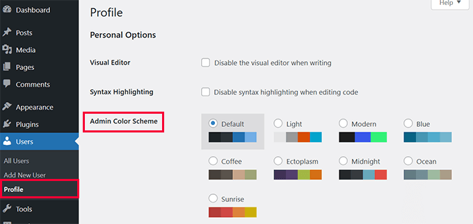Change admin color scheme in WordPress Change admin color scheme in WordPress